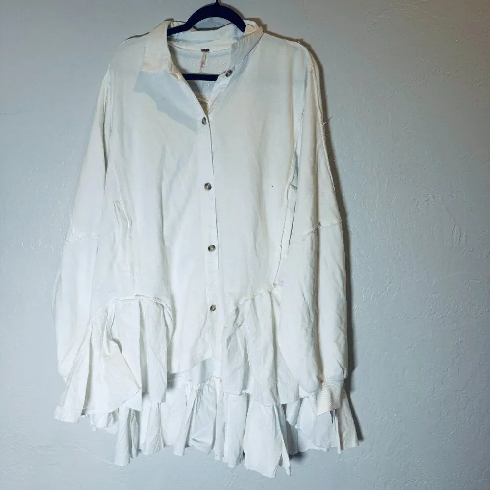 FREE PEOPLE Oversized Tunic Optic White Sweatshirt Shirt Size L NEW WITH TAG - Picture 11 of 13
